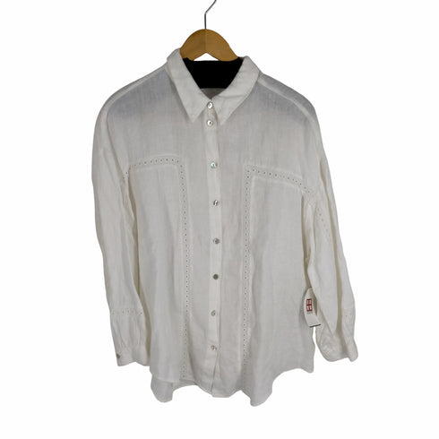 ザラ ZARA OVERSIZED LACE INSERT LINEN SHIRT レディース JPN:L