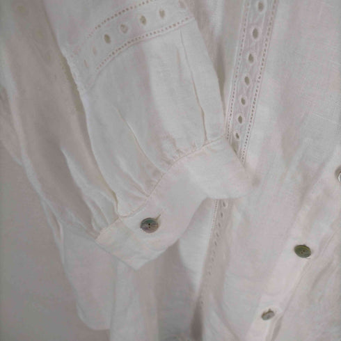 ザラ ZARA OVERSIZED LACE INSERT LINEN SHIRT レディース JPN:L