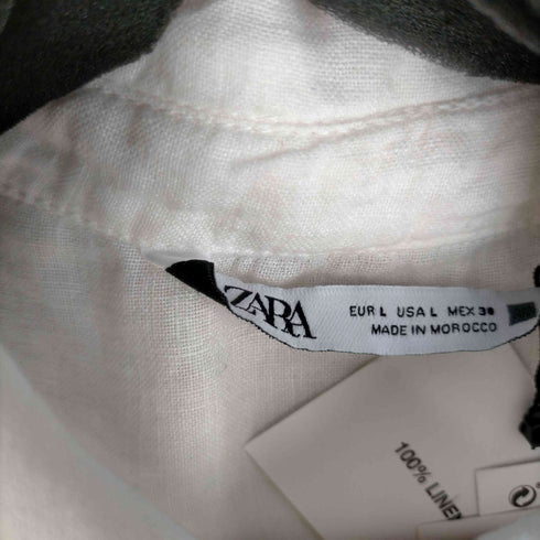 ザラ ZARA OVERSIZED LACE INSERT LINEN SHIRT レディース JPN:L