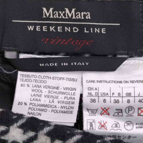 マックスマーラ ウィーケンドライン Max Mara WEEKEND LINE イタリア製 千鳥格子柄 ウールナイロンフレアスカート レディース JPN:40