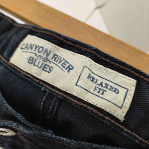 CANYON RIVER BLUES バギーブラックデニムパンツ ワイドストレート メンズ