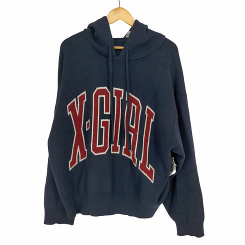 エックスガール X-girl COLLEGE LOGO KNIT HOODIE レディース ONE SIZE