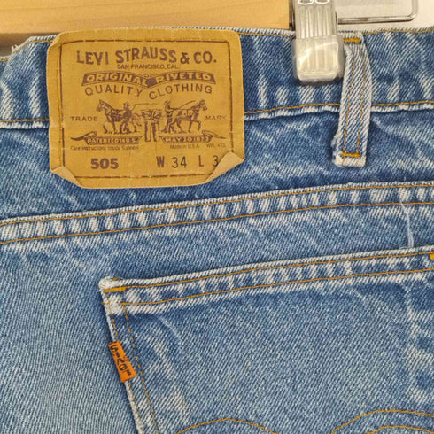 リーバイス Levis 90S 91年製 MADE IN USA ボタン裏530 オレンジタブ 505 デニムショーツ リメイク メンズ W34