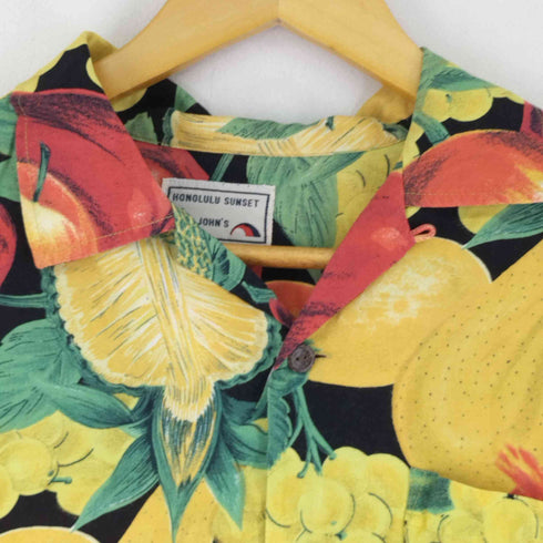 KING JOHN`S 果物柄 S/S 開襟レーヨンシャツ メンズ import:M