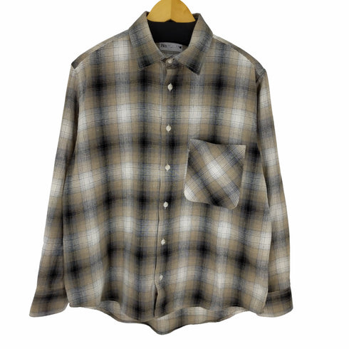 ザラ ZARA オンブレチェックシャツ ワンポケット メンズ import:S
