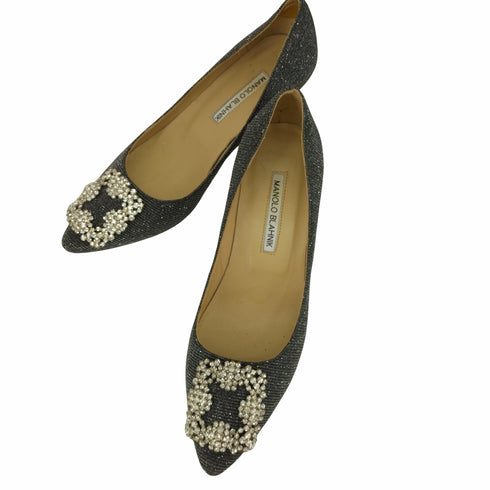 マノロブラニク MANOLO BLAHNIK ビジューデザインヒールパンプス レディース EUR:37