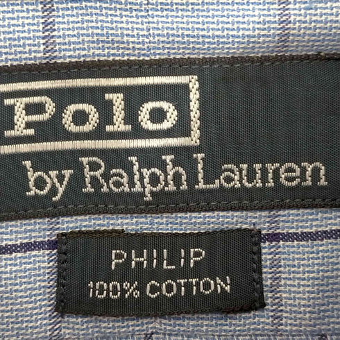 ポロバイラルフローレン Polo by RALPH LAUREN 90s ポニー刺繍 PHILIP 長袖チェックシャツ メンズ 17 34/35