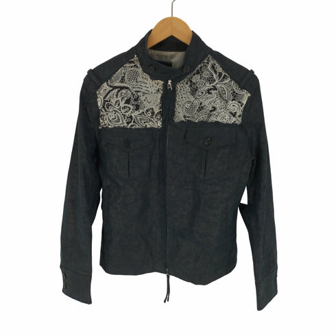 アトリエサブメン A.S.M ペイズリー切替 コーティング 加工 スウェード レザー シングル ライダース ジャケット メンズ JPN:L