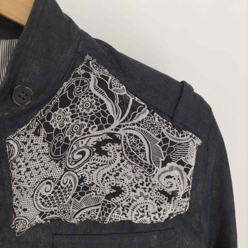 アトリエサブメン A.S.M ペイズリー切替 コーティング 加工 スウェード レザー シングル ライダース ジャケット メンズ JPN:L