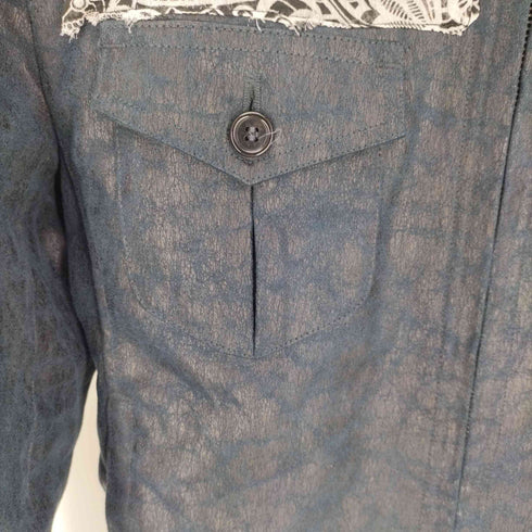 アトリエサブメン A.S.M ペイズリー切替 コーティング 加工 スウェード レザー シングル ライダース ジャケット メンズ JPN:L