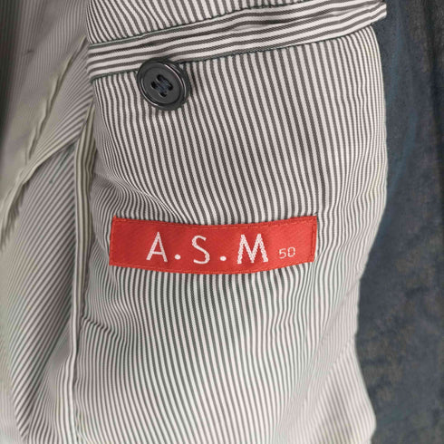 アトリエサブメン A.S.M ペイズリー切替 コーティング 加工 スウェード レザー シングル ライダース ジャケット メンズ JPN:L