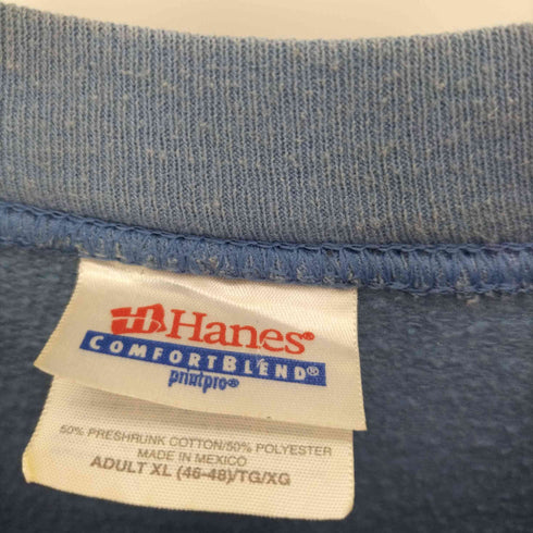 90-00S Hanes ボディ 2枚タグ ラインストーン ROUGH RIDERS プリント スウェット メンズ import:XL