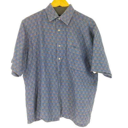 ロータリーグループ Rotary Group S/S リネン混チェックシャツ メンズ JPN:L