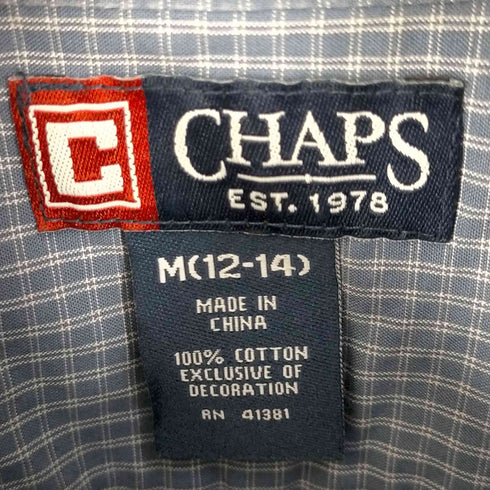 チャップスラルフローレン CHAPS RALPH LAUREN ワンポイントロゴ刺繍 チェック柄 半袖シャツ レディース JPN:M
