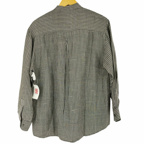 フルギ BRUNO バンドカラー L/S ギンガムチェックシャツ リネンレーヨン メンズ import:M