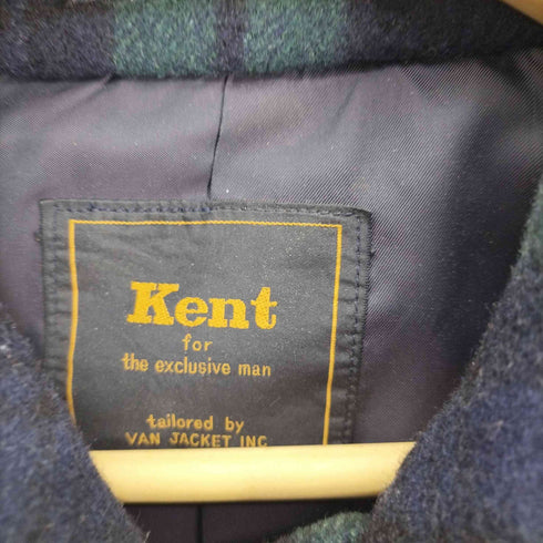 - Kent ウール ナイロン チェック ステンカラーコート メンズ A-5