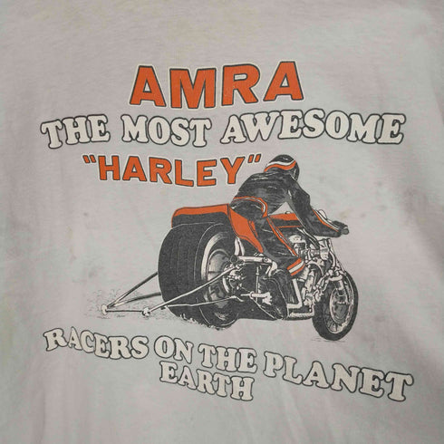 ハーレーダヴィットソン HARLEY DAVIDSON 80S USA製 モーターサイクル レーシング シングルステッチ PRINT S/S TEE BEEFY-T オーバーサイズ バイカー メンズ JPN:XXL