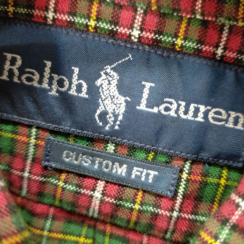 ラルフローレン RALPH LAUREN CUSTOM FIT スモールポニー刺繍ボタンダウンL/Sチェックシャツ メンズ M