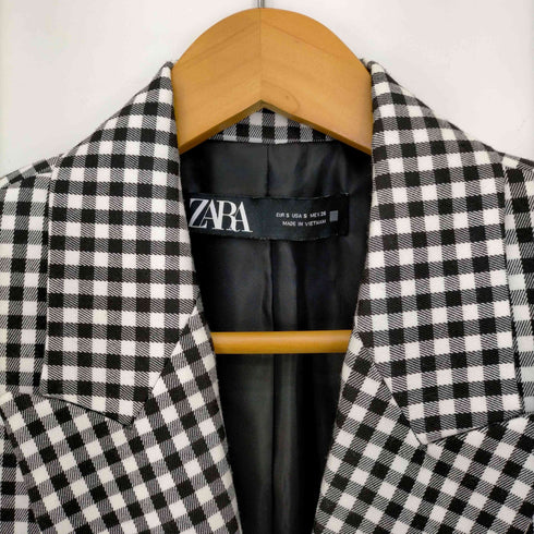 ザラ ZARA ダブルブレスト仕様 ギンガムチェック オーバーサイズ ブレザージャケット レディース import:S
