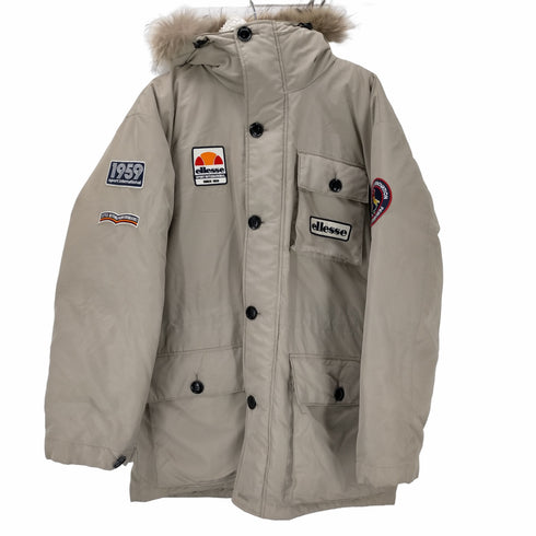 エレッセ ellesse ファーフード ロゴワッペン ダウンジャケット メンズ import:L