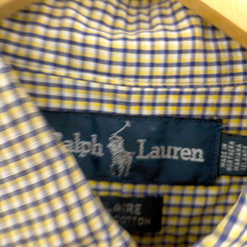 ラルフローレン RALPH LAUREN 90-00s BLAIRE スモールポニー刺繍 ボタンダウンチェックS/Sシャツ メンズ import:S