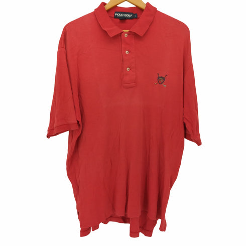 ポロゴルフラルフローレン POLO GOLF RALPH LAUREN 90-00s ロゴ 刺繍 S/S ポロシャツ メンズ import:L
