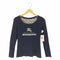 バーバリーブルーレーベル BURBERRY BLUE LABEL フロントプリント ラインストーンロゴ Uネックカットソー レディース 38