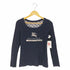 バーバリーブルーレーベル BURBERRY BLUE LABEL フロントプリント ラインストーンロゴ Uネックカットソー レディース 38