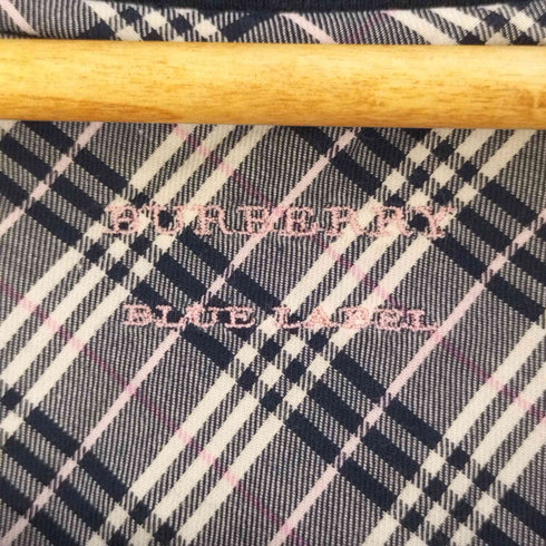 バーバリーブルーレーベル BURBERRY BLUE LABEL フロントプリント ラインストーンロゴ Uネックカットソー レディース 38