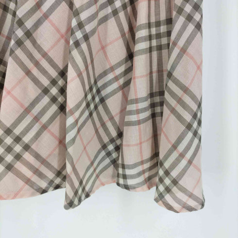 バーバリーロンドンブルーレーベル BURBERRY LONDON BLUE LABEL ノバチェック バックリボン ウール Vネックワンピース レディース 38