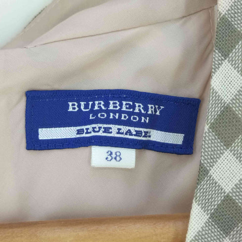 バーバリーロンドンブルーレーベル BURBERRY LONDON BLUE LABEL ノバチェック バックリボン ウール Vネックワンピース レディース 38