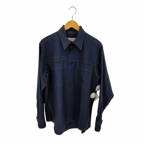 マルニ MARNI 22AW ステッチトロピカルウールシャツ メンズ JPN:44