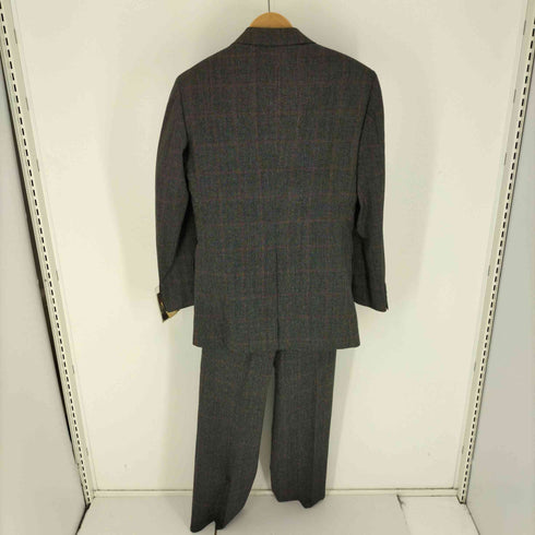 Eleven Suit 3ピース 2B チェック ウール テーラード ジャケット 切替ベスト YZIP ノータック スラックス パンツ セットアップ メンズ 76