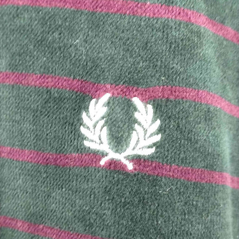 フレッドペリー FRED PERRY ボーダー ベロア ジップ ポロシャツ メンズ import:M