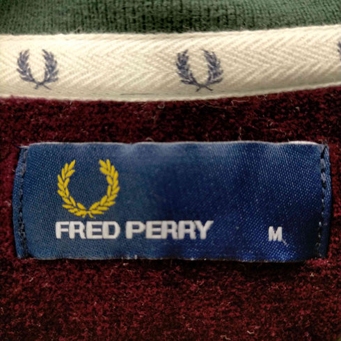 フレッドペリー FRED PERRY ボーダー ベロア ジップ ポロシャツ メンズ import:M