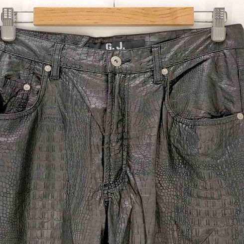 ゲスジーンズ GUESS JEANS OLD 香港製 ヘビ クロコ 型押し フェイクレザーパンツ メンズ 33
