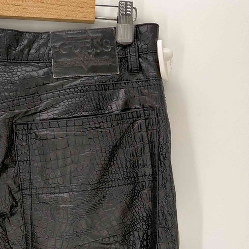 ゲスジーンズ GUESS JEANS OLD 香港製 ヘビ クロコ 型押し フェイクレザーパンツ メンズ 33