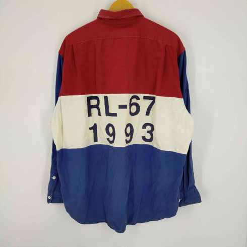 ポロバイラルフローレン Polo by RALPH LAUREN 90s ジップポケット配色L/Sシャツ トリコロール メンズ XL