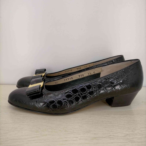 サルヴァトーレフェラガモ Salvatore Ferragamo クロコ型押し パンプス レディース US:7.5