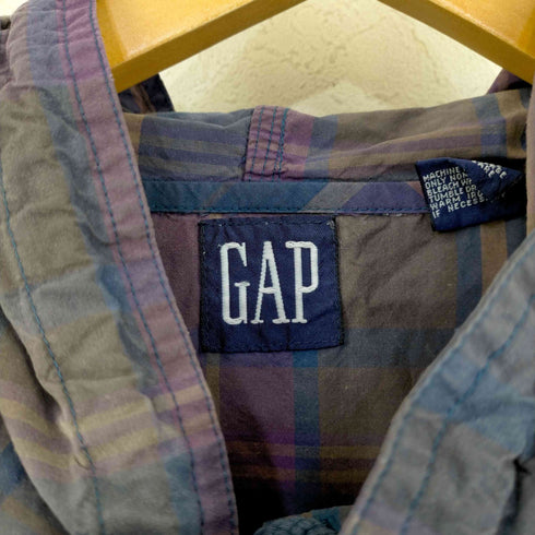 ギャップ Gap 90s OLD スリーブポケット コットンチェックアノラックジャケット チンスト付き メンズ import:L