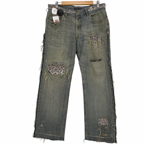 LAKRAS TIMELESS JEANS 再構築 バギーデニム レオパードパッチ メンズ