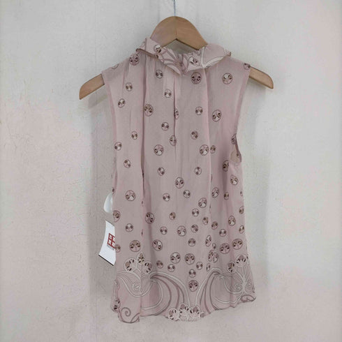マックスマーラ MAX MARA MADE IN ITALY 総柄 フリルデザイン ボウタイノースリーブシルク楊柳ブラウス レディース JPN:42