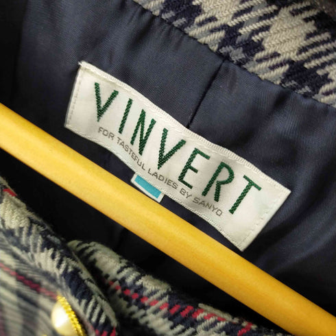 バンベール VINVERT パールボタンチェックノーカラージャケット レディース 13BR
