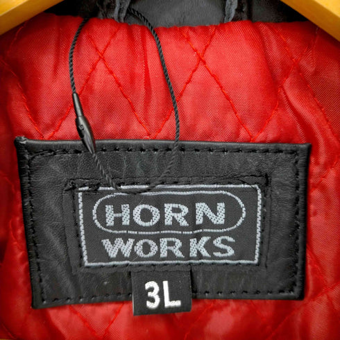 ホーンワークス HORN WORKS パキスタン製 カウレザーダブルライダース 裏地キルティング メンズ 3L