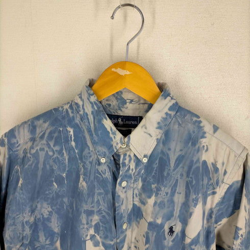 ラルフローレン RALPH LAUREN 90S BLAIRE ポニー刺繍 総柄 半袖 ボタンダウンシャツ メンズ JPN:L