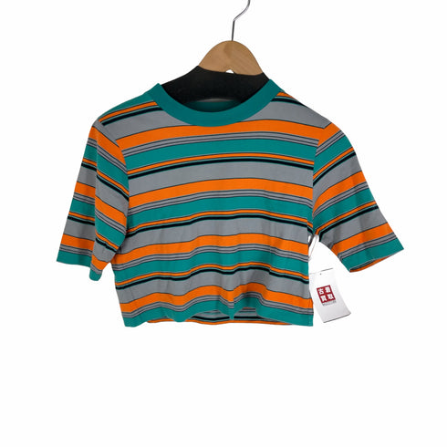 エイチビューティーアンドユースユナイテッドアローズ H BEAUTY & YOUTH UNITED ARROWS MULTI BORDER CROPPED T-SHIRT/Tシャツ レディース