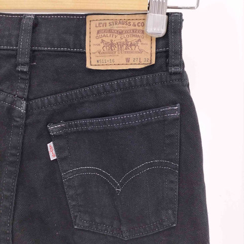 リーバイス Levis 90S 511 日本製 ボタン裏J09 ブラック デニム パンツ 94年製 レディース W27 Ⅼ32