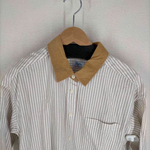 LE DENIM Prentiss 襟コーデュロイ切替 ストライプシャツワンピース レディース