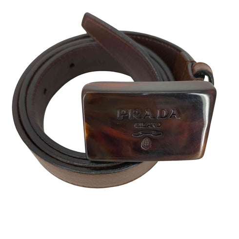 プラダ PRADA ロゴプレート レザー ベルト レディース