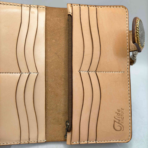 Hide FACTORY レザー ウォレットチェーン コンチョボタン 革細工 レザー 長財布 メンズ